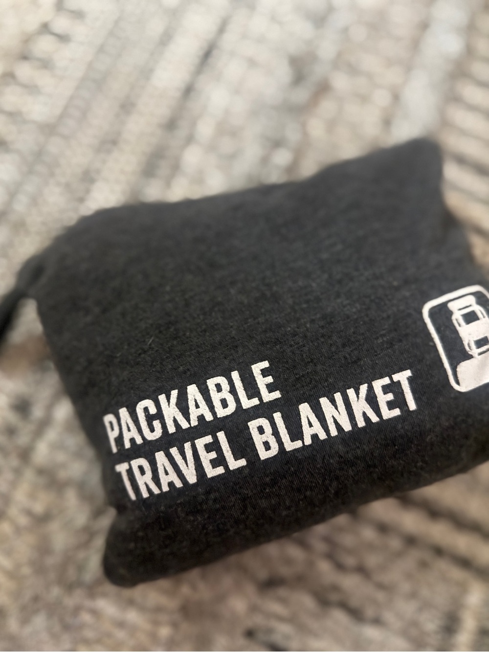 Packable Travel Blanket - grey soft jersey knit